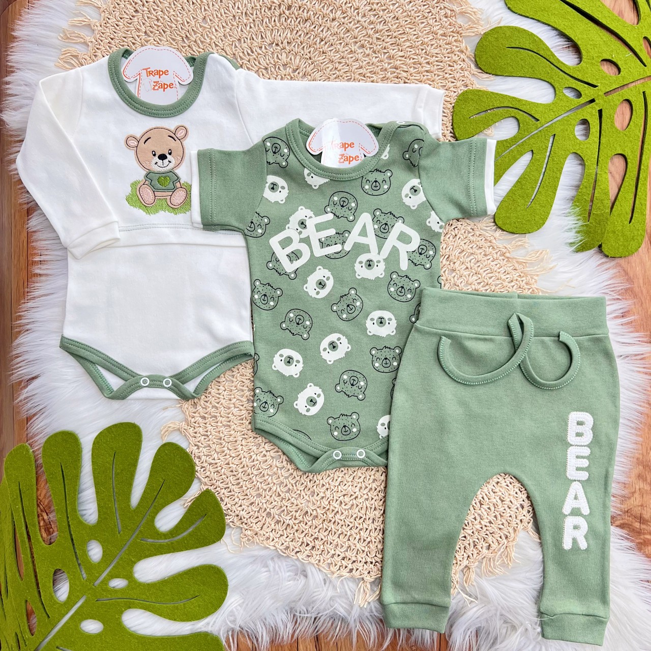Conj. de Malha 3 peças - Bear de Camisetinha - Verde